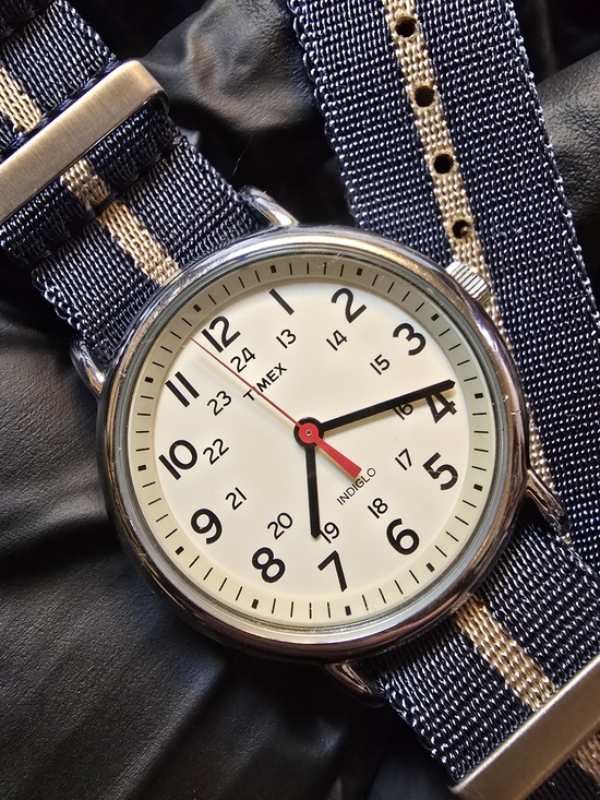 Timex Other - Timex Men’s Navy and Beige Strap White Dial Field Watch